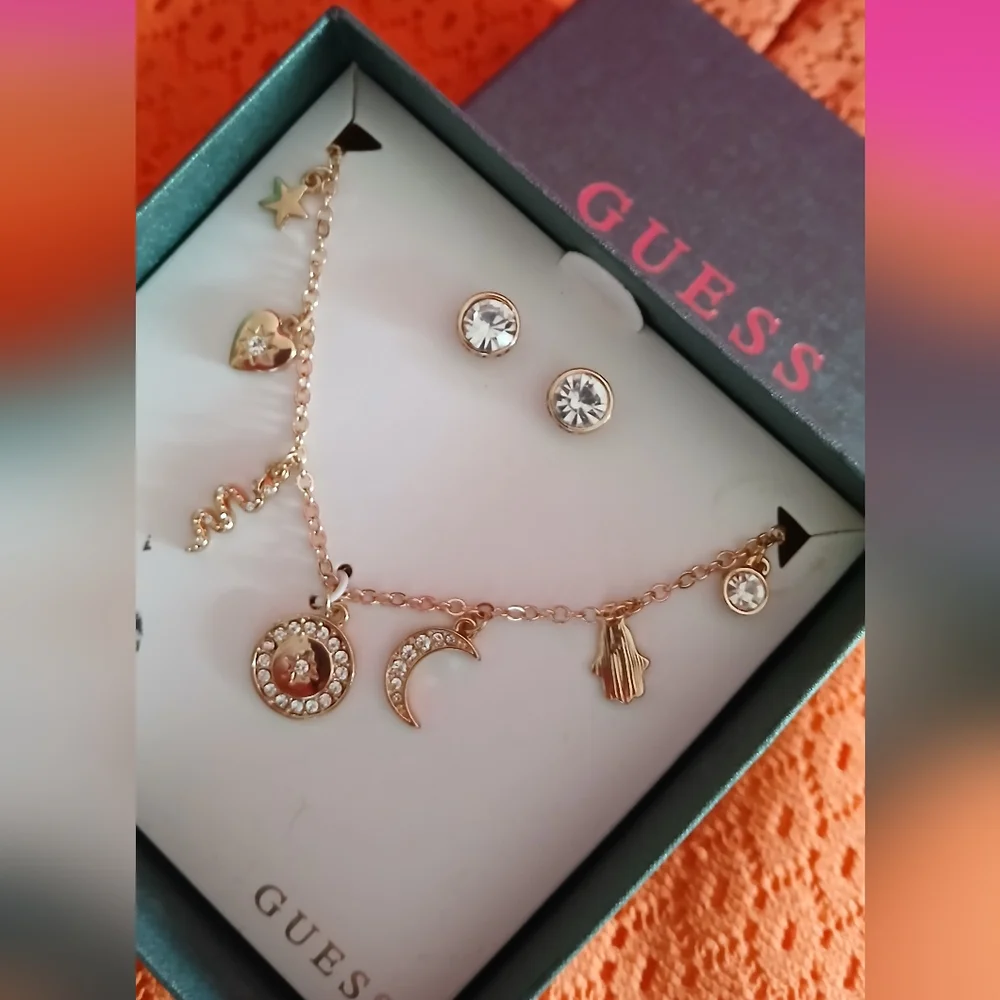 🔥NIB 2pc SET MULTI CHARM PENDANT NECKLACE & EARRINGS & FREE GIFT - Picture 4 of 8